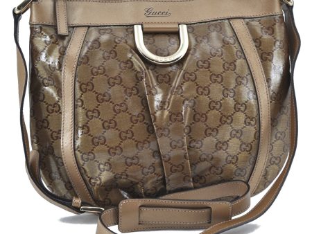 Auth GUCCI GG Crystal Abbey Shoulder Cross Body Bag Leather 203257 Brown J6875 For Sale