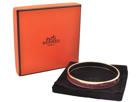 Authentic HERMES Email PM Bangle Belt Motif Gold Red Box 8146E Cheap