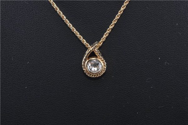 Authentic Christian Dior Gold Tone Chain Pendant Necklace CD 1377G Cheap