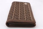 Authentic FENDI Zucchino Long Wallet Purse Canvas Leather Brown Box 8670E Fashion