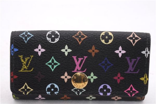 Auth Louis Vuitton Monogram Multicolor Multicles 4 Key Case M93732 Black 0355F Fashion