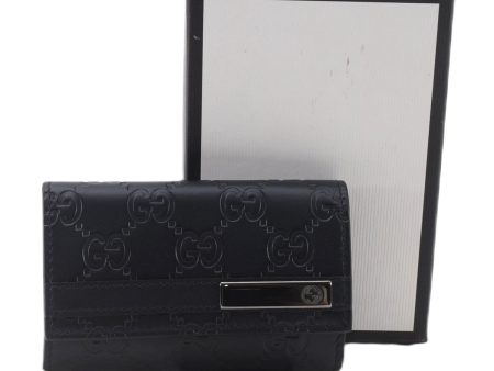 Authentic GUCCI Guccissima 6 Key Case Holder GG Leather 406662 Navy Box 9598E For Discount