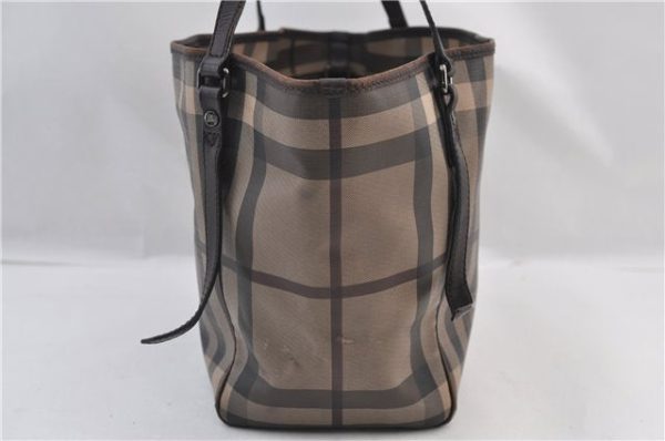 Authentic BURBERRY Vintage Check Shoulder Tote Bag PVC Leather Brown 2557F For Discount