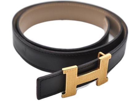 Authentic HERMES Mini Constance Leather Belt Size 70cm 27.6  Black Beige 8843E For Cheap