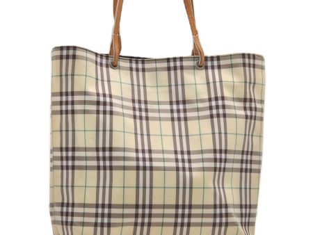 Authentic BURBERRY Check Shoulder Tote Bag Nylon Leather Light Yellow 0870G Online Hot Sale