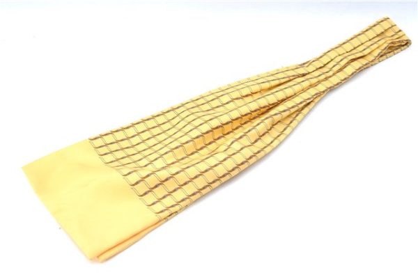 Authentic HERMES Ascot Tie Necktie Belt Pattern Silk Yellow J5577 Hot on Sale