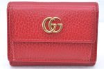 Authentic GUCCI GG Marmont Double G Trifold Wallet Leather 523277 Red J7726 Online Sale