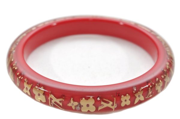 Authentic Louis Vuitton Uncle John TPM Bangle Bracelet Red LV 9611E For Cheap