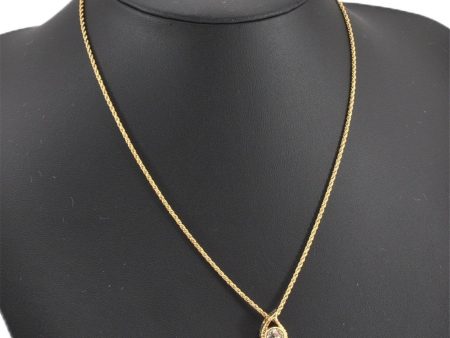 Authentic Christian Dior Gold Tone Chain Pendant Necklace CD 1377G Cheap