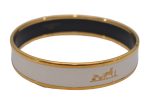 Authentic HERMES Email PM Bangle Carriage Motif Gold White 8147E Cheap