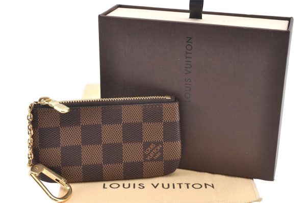 Authentic Louis Vuitton Damier Pochette Cles Coin Case Purse N62658 LV Box J2356 Fashion