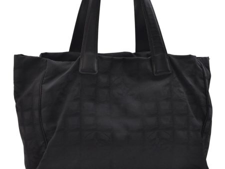 Authentic CHANEL New Travel Line Shoulder Tote Bag Nylon Leather Black 2958E Online now