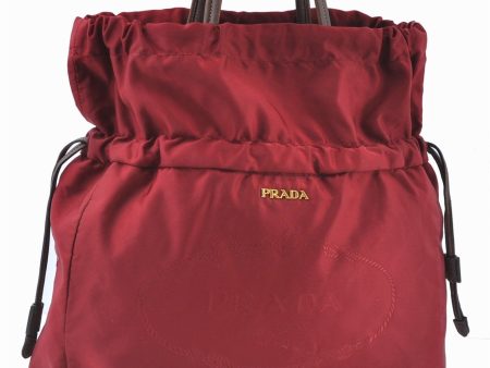 Authentic PRADA Nylon Tessuto Leather Shoulder Tote Bag Puesr Red J6379 Cheap