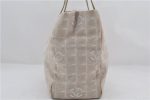 Authentic CHANEL New Travel Line Shoulder Tote Bag Nylon Leather Beige 3017E Hot on Sale