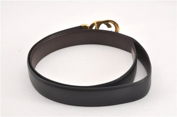 Authentic GUCCI Interlocking G Vintage Belt Leather 32.7-34.6  Black Brown 1710G Online