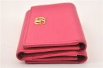 Authentic GUCCI Petite Mormont Compact Wallet Leather 474746 Pink Box 6359F Fashion