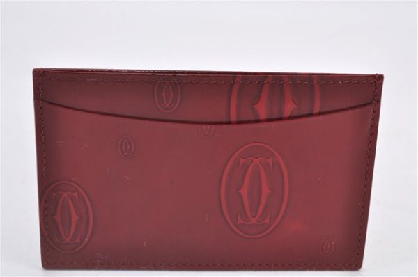 Authentic Cartier Must de Cartier Card Case Purse Enamel Bordeaux Red 1472F Discount