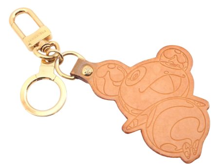 Auth Louis Vuitton Porte Cles Panda Charm Key Ring Leather Gold M62637 LV 2678E Online now