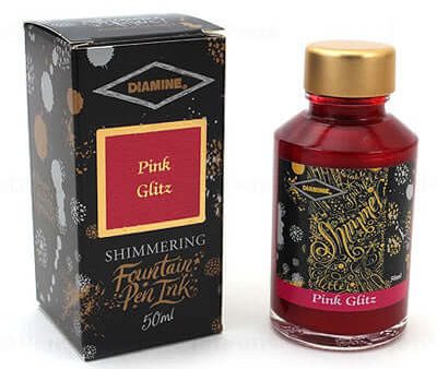 Diamine Shimmer Ink Bottle, Pink Glitz - 50ml For Sale